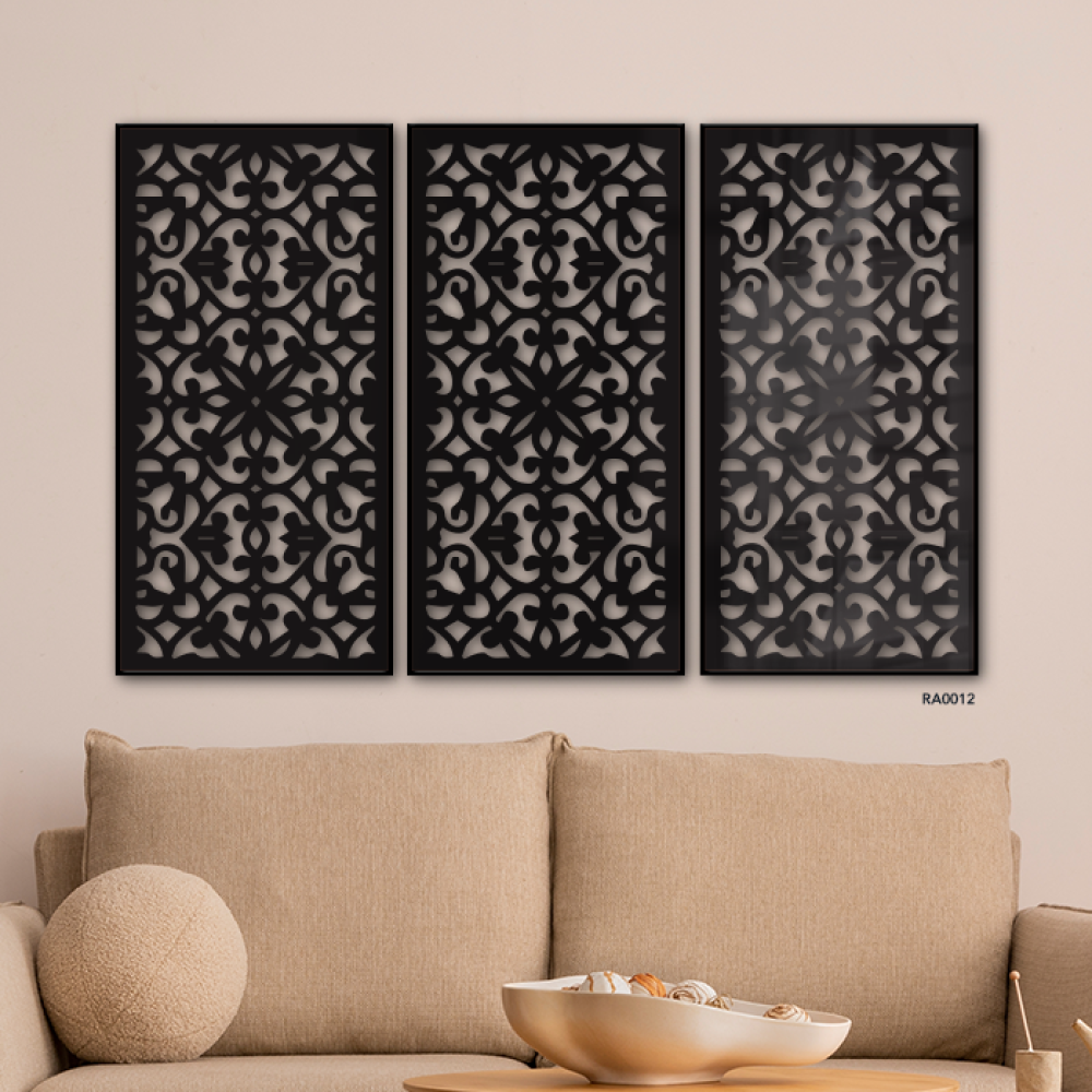 مجموعة من 3 لوحات جدارية اكريليك بتصميم زخارف