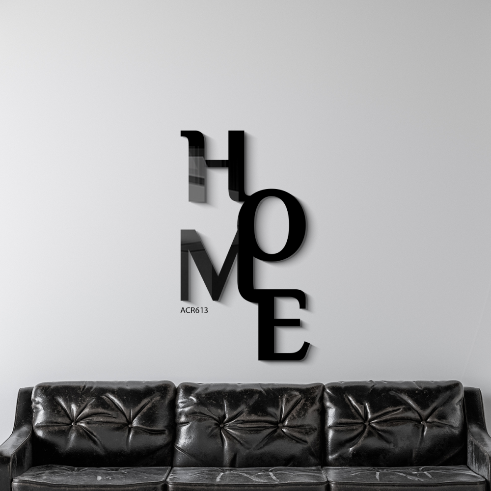 لوحة جدارية اكريليك بتصميم لكلمة Home باللون الاسود