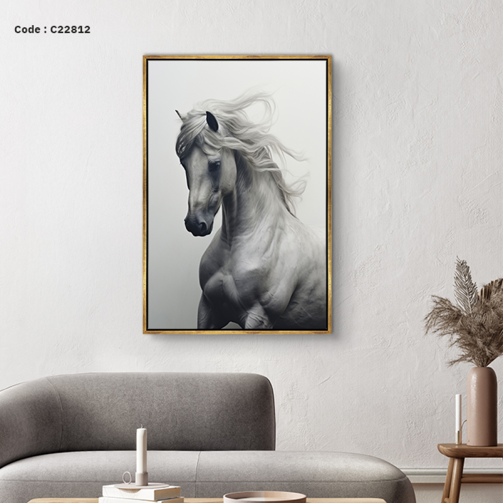 لوحة جدارية كانفس تصور خيل عربي