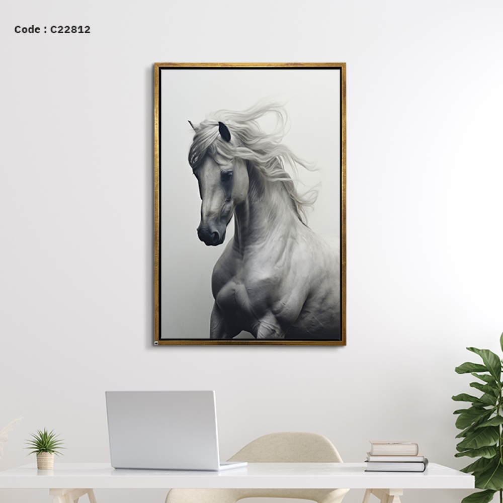 لوحة جدارية كانفس تصور خيل عربي