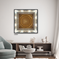 لوحة جدارية كانفس زخارف ونقوش تدرجات بني وبيج مع أبيض