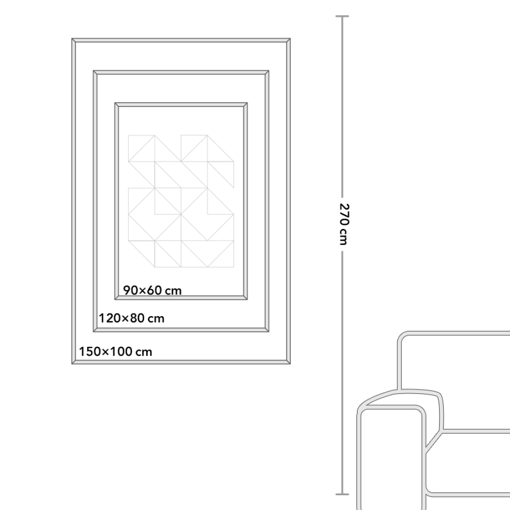 لوحة جدارية تصور  مزهريات بزخارف هندسية بتدرجات الالوان دافئة