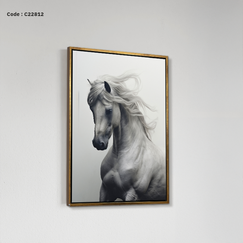 لوحة جدارية كانفس تصور خيل عربي