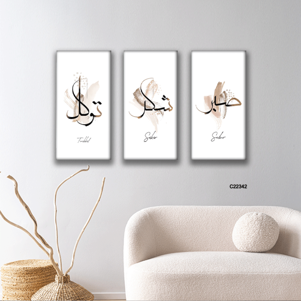 لوحة جدارية كانفس مقسمة  - درجات الاسود والوردي والابيض