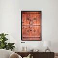 لوحة جدارية كانفس باب خشبي وزخارف بدرجات البني - تراثي كلاسيك