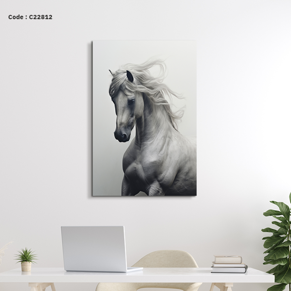 لوحة جدارية كانفس تصور خيل عربي